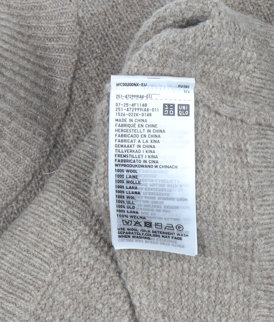Uniqlo Women's Beige Wool Roll Neck Jumper Size S