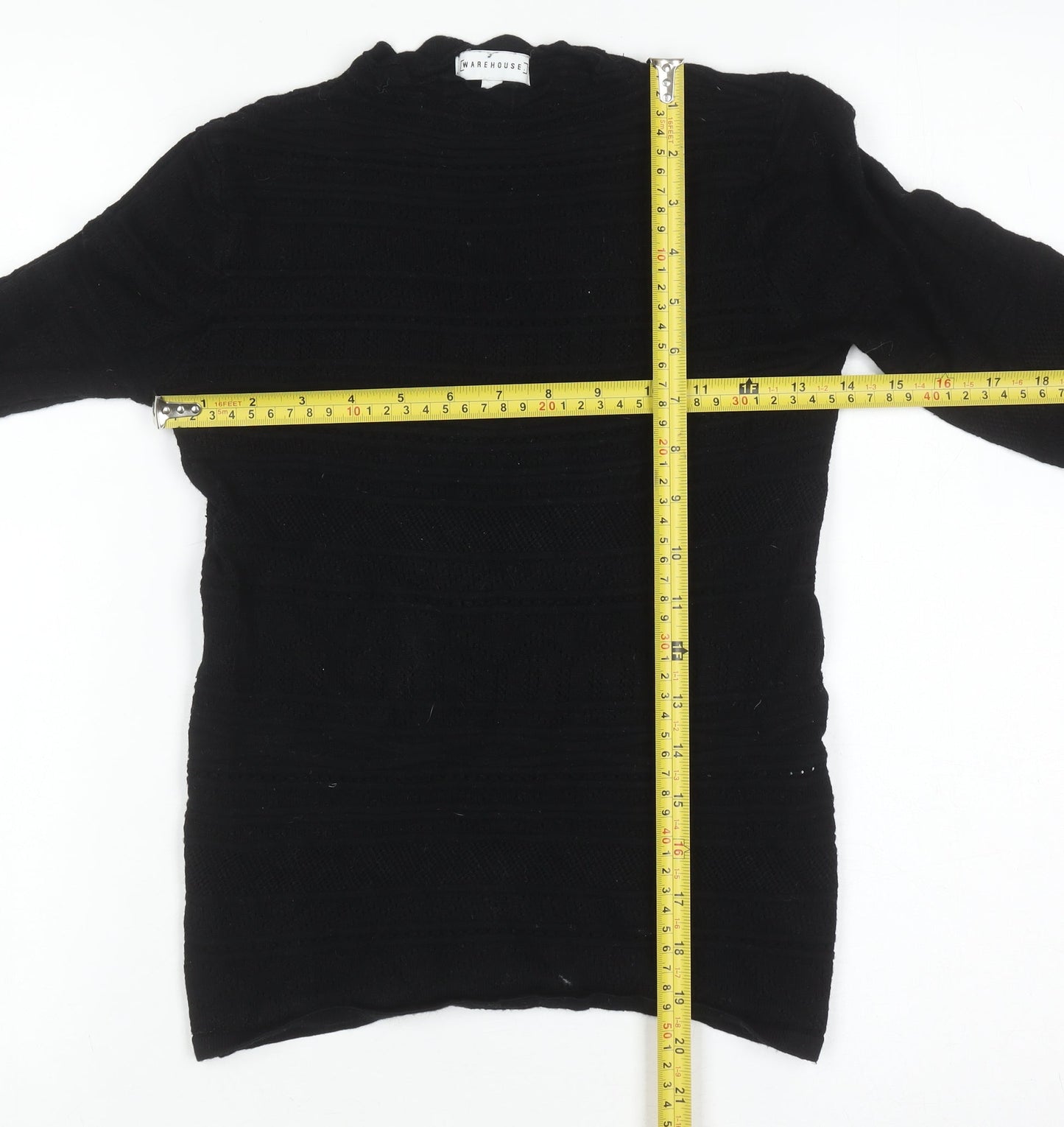 Warehouse Women Black Size 10 Mock Neck Long Sleeve Knit Jumper