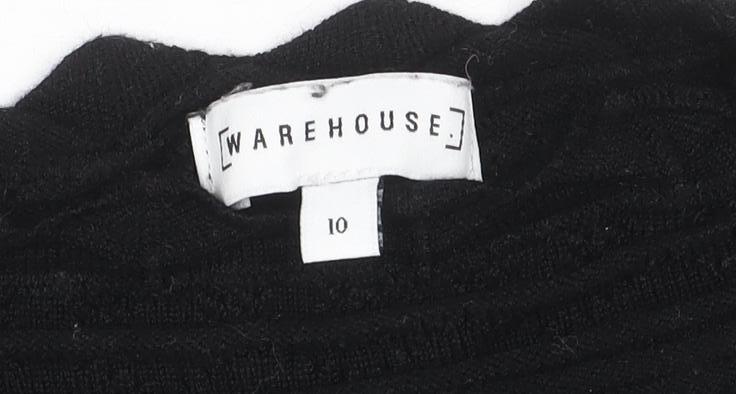 Warehouse Women Black Size 10 Mock Neck Long Sleeve Knit Jumper
