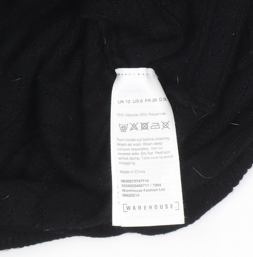 Warehouse Women Black Size 10 Mock Neck Long Sleeve Knit Jumper