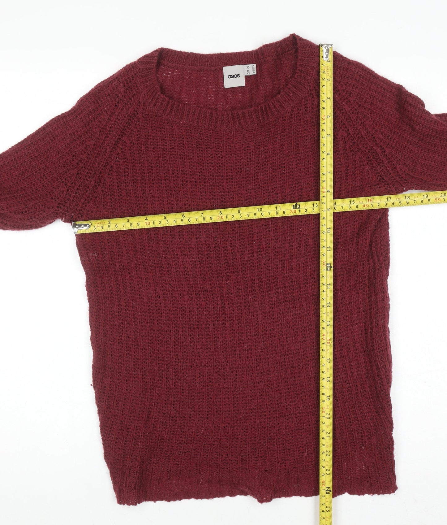 ASOS Women Red Chunky Knit Long Sleeve Pullover Jumper Size 10