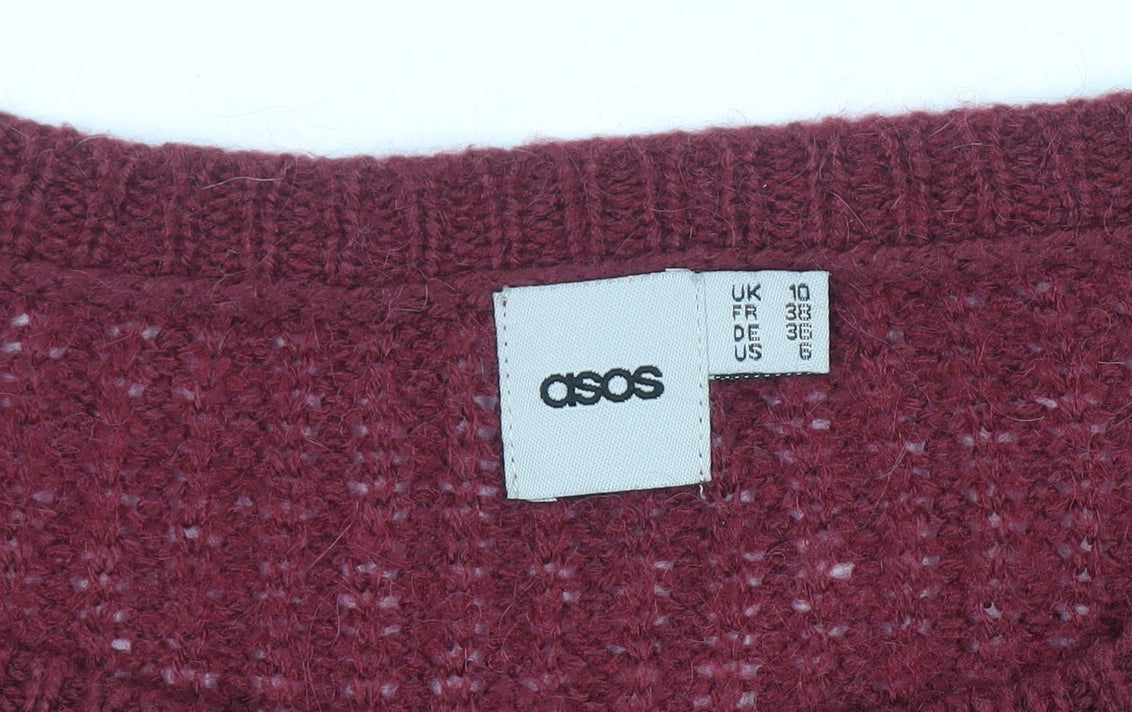 ASOS Women Red Chunky Knit Long Sleeve Pullover Jumper Size 10
