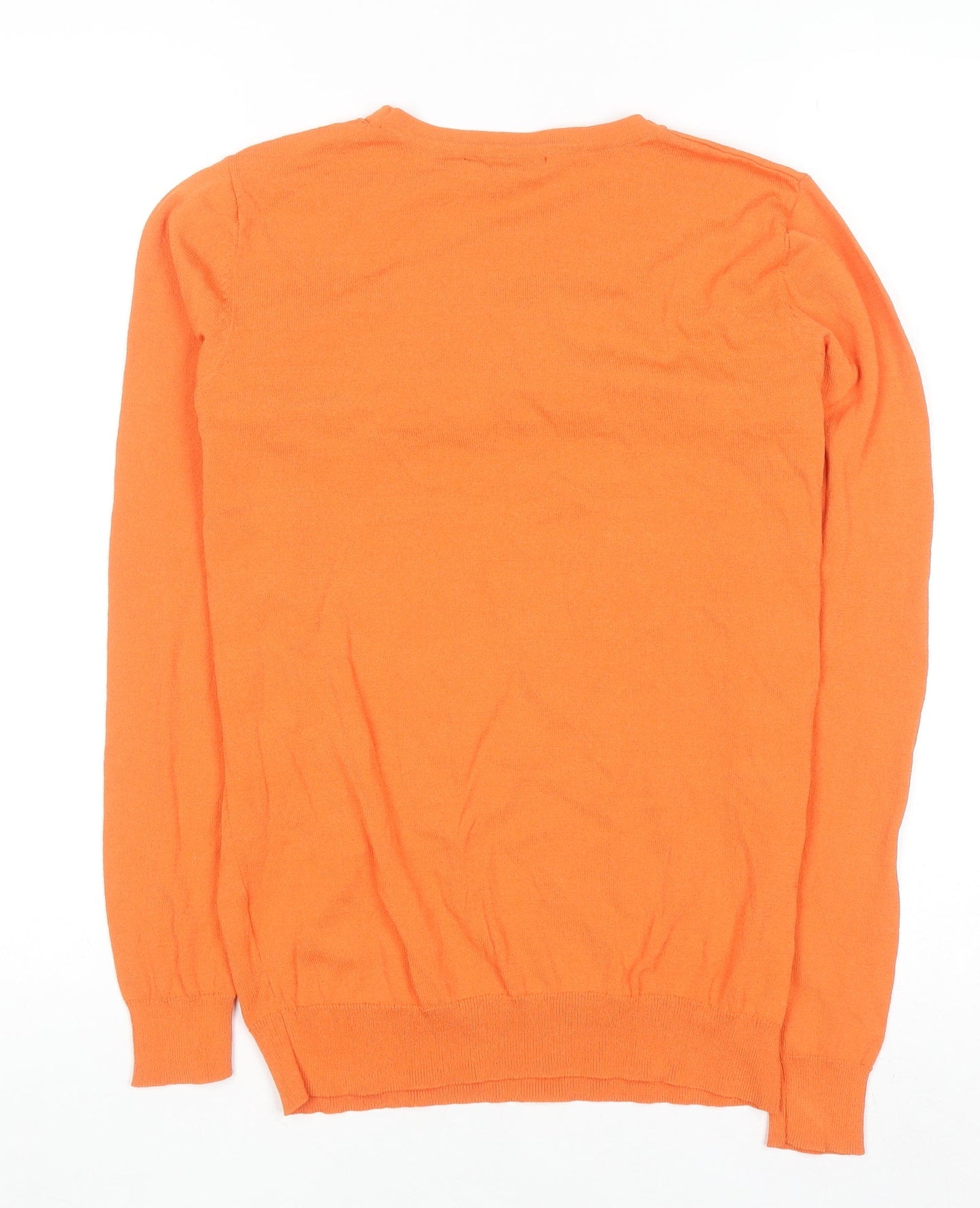 Oliver Bonas Women's Orange Size 12 Ruffle Crew Neck Long Sleeve Jumper
