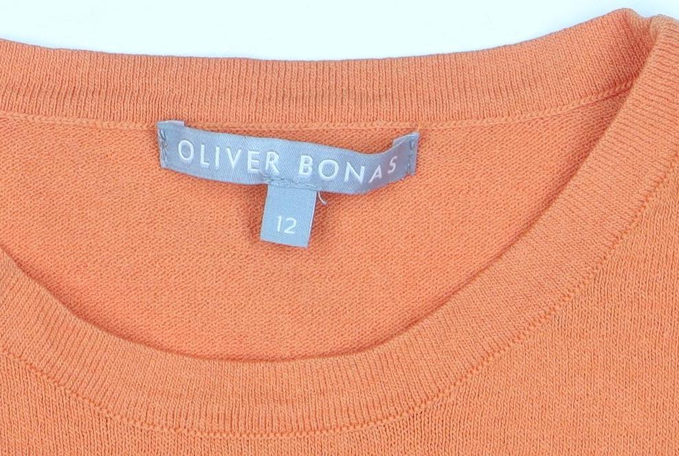 Oliver Bonas Women's Orange Size 12 Ruffle Crew Neck Long Sleeve Jumper