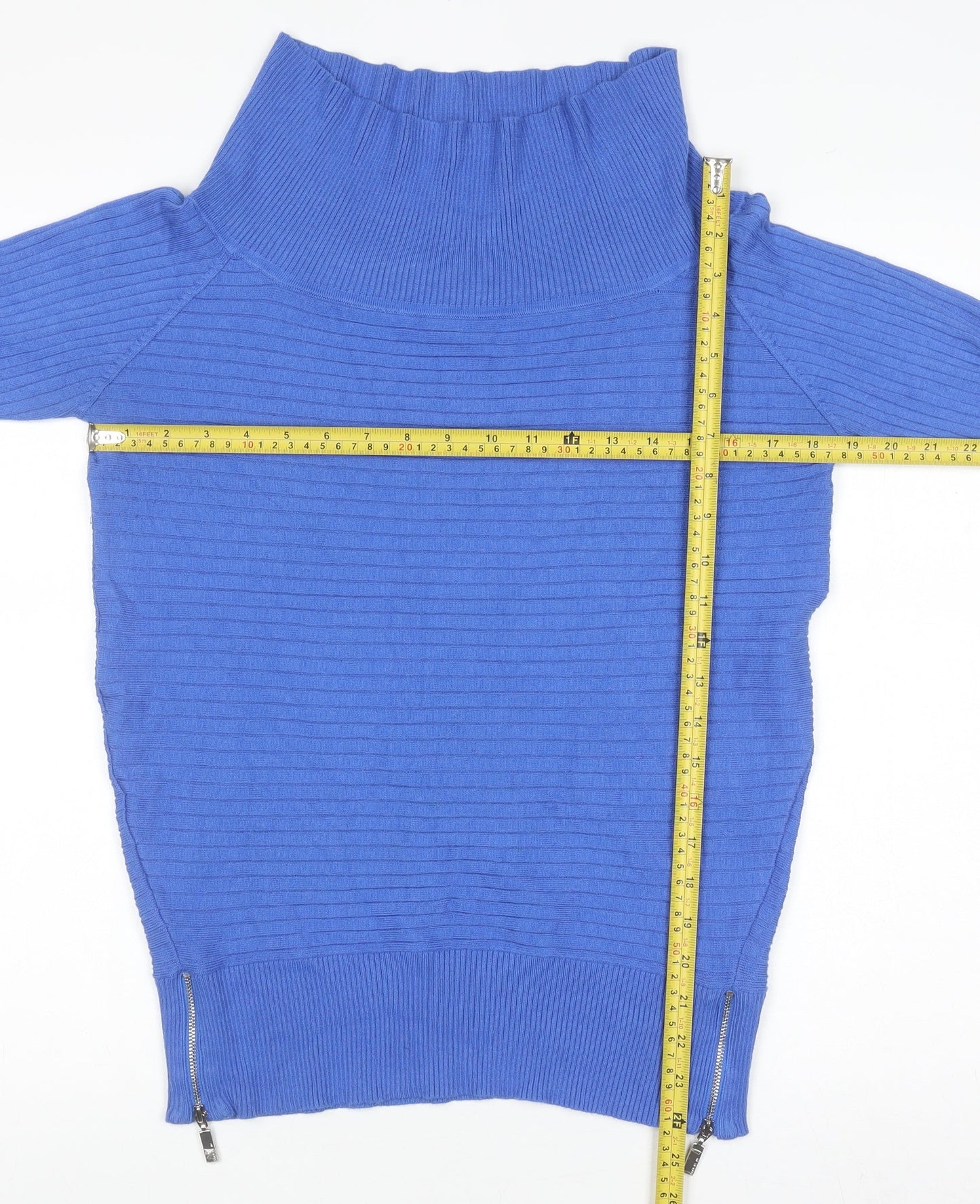 Star by Julien Macdonald Womens Blue Roll Neck Zip Jumper Size 16