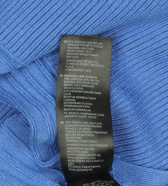 Star by Julien Macdonald Womens Blue Roll Neck Zip Jumper Size 16