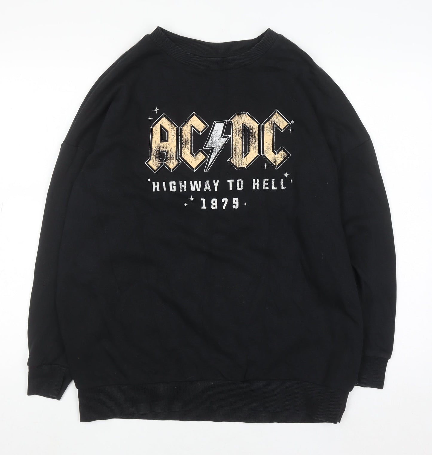 AC/DC Women's Black Crew Neck Pullover Sweatshirt UK 8