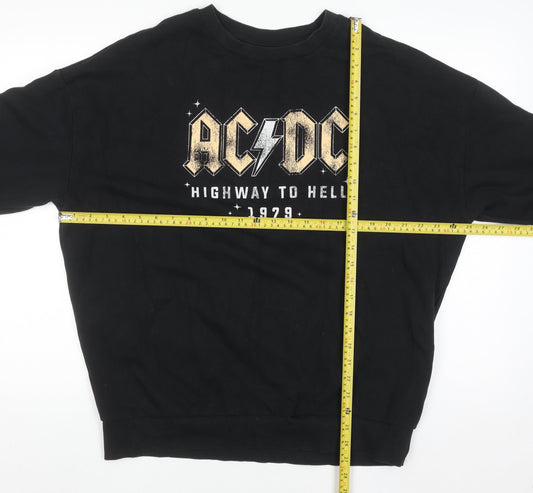AC/DC Women's Black Crew Neck Pullover Sweatshirt UK 8