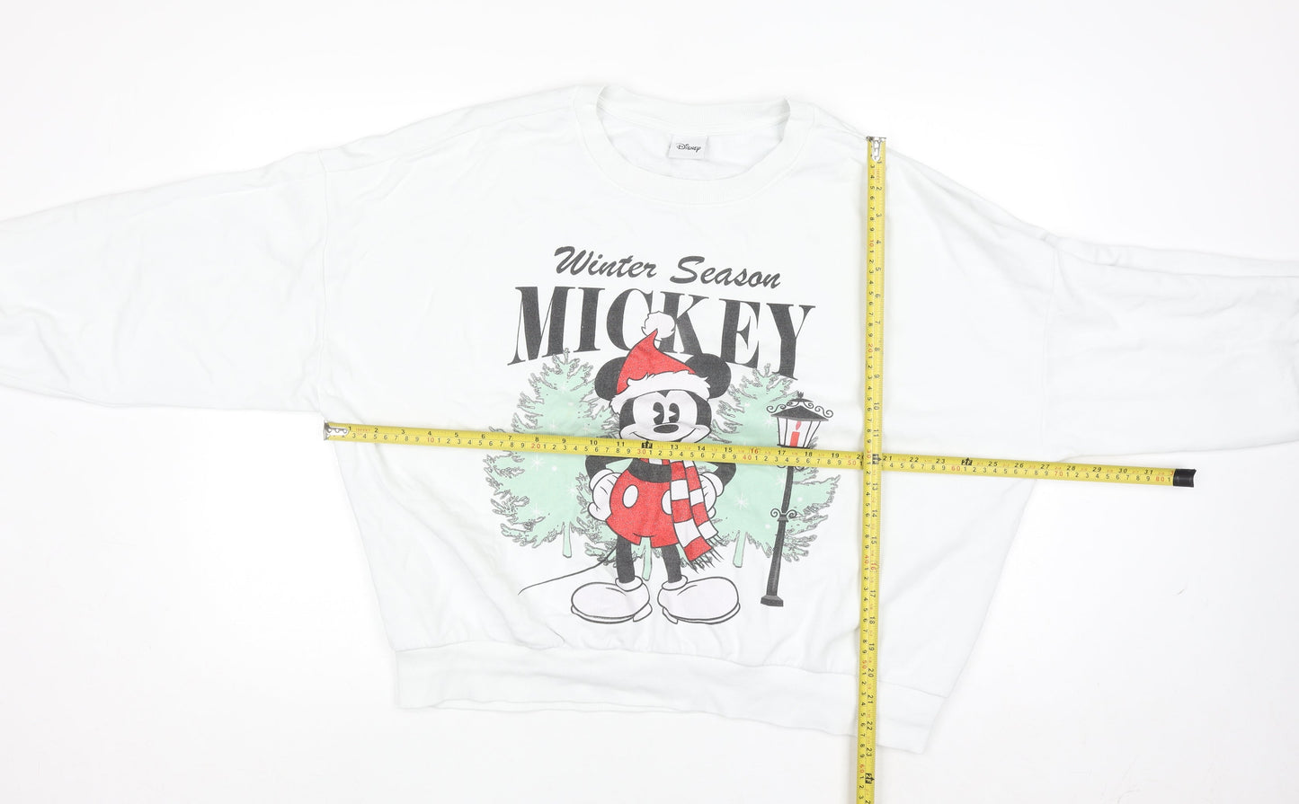 Disney Women’s White Mickey Mouse Winter Sweatshirt Size L