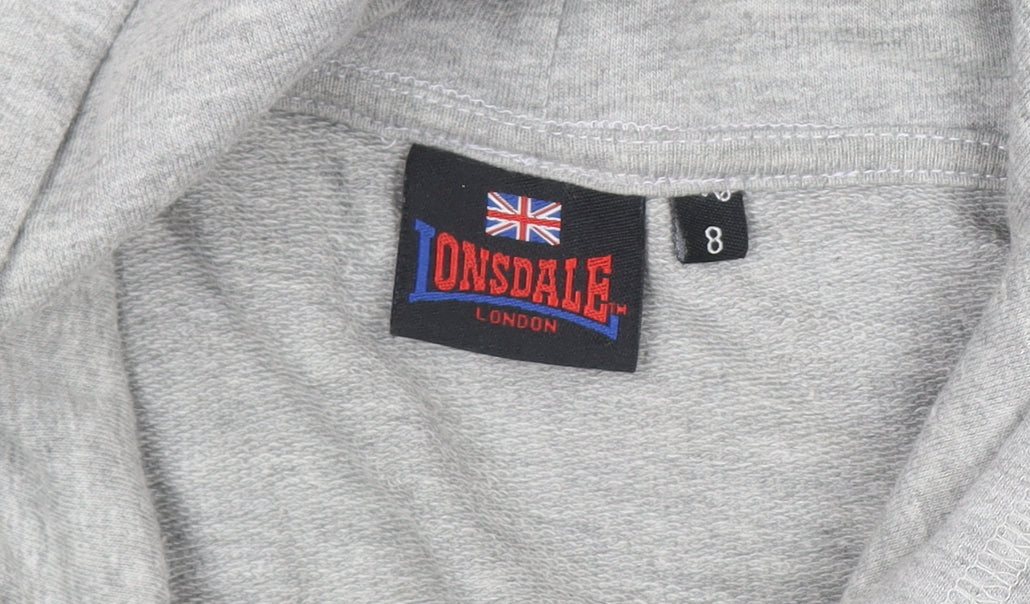 Lonsdale London Boys Grey Pullover Hoodie Size 8 Cotton Blend