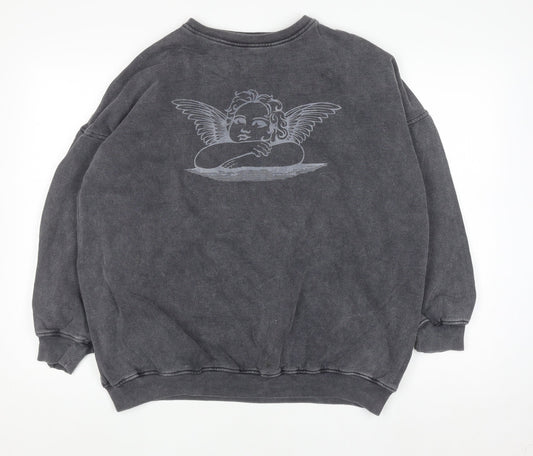 Motel Women’s Grey Angel Graphic Pullover Sweatshirt Size S