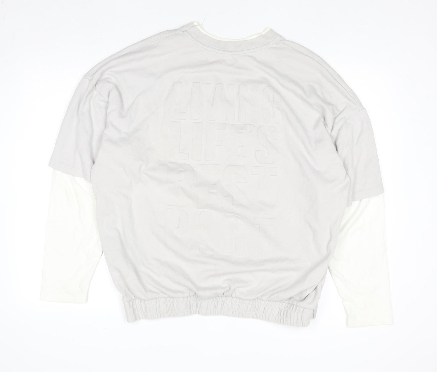 ZARA Women Grey Sweatshirt Medium 100% Cotton Long Sleeve Pullover