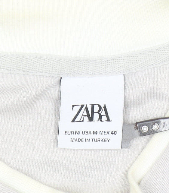 ZARA Women Grey Sweatshirt Medium 100% Cotton Long Sleeve Pullover