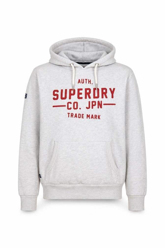Superdry Men's Grey Pullover Hoodie Medium Graphic Print Fleece