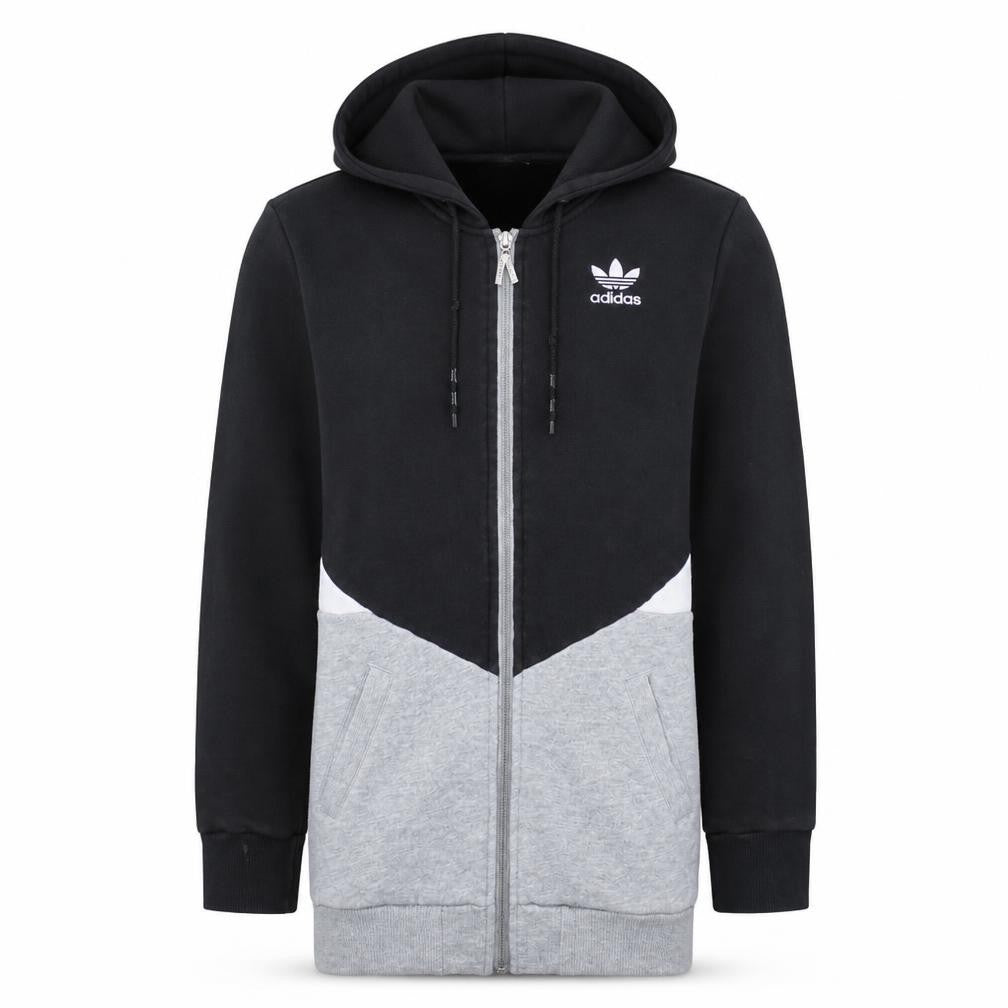 Adidas Unisex Black Grey Full Zip Hoodie Size M Sports Fleece