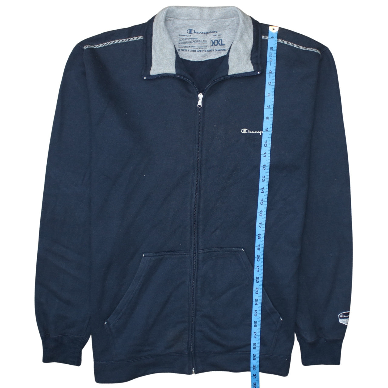 Champion Mens Blue 2XL Full Zip Fleece Sweatshirt Jacket
