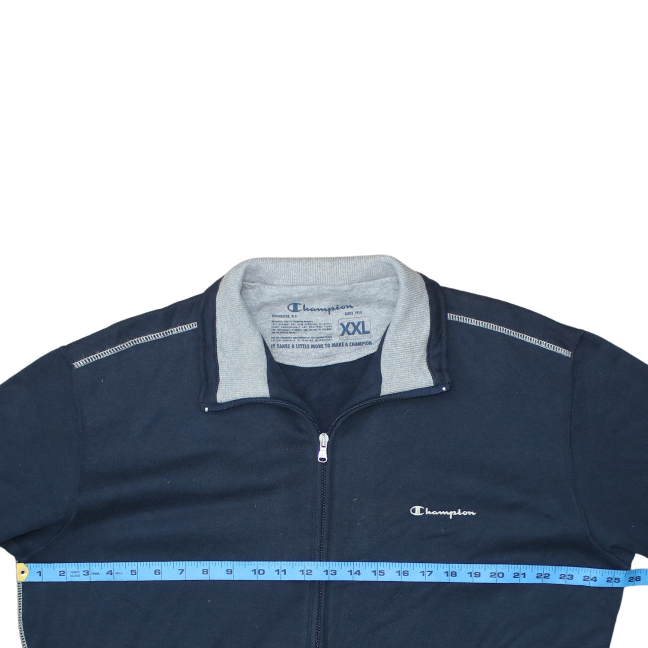 Champion Mens Blue 2XL Full Zip Fleece Sweatshirt Jacket