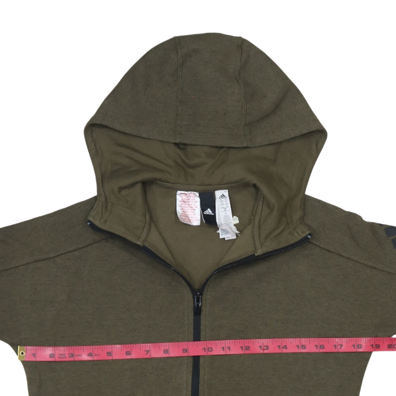 Adidas Boys Green Full Zip Hoodie 11-12 Years Cotton Blend Casual