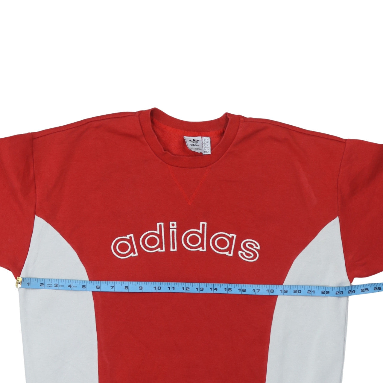 Adidas Womens Red White Crew Neck Pullover Sweatshirt Size 16
