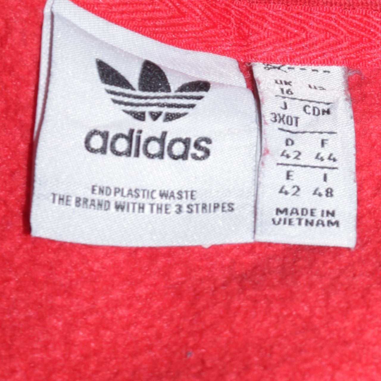 Adidas Womens Red White Crew Neck Pullover Sweatshirt Size 16