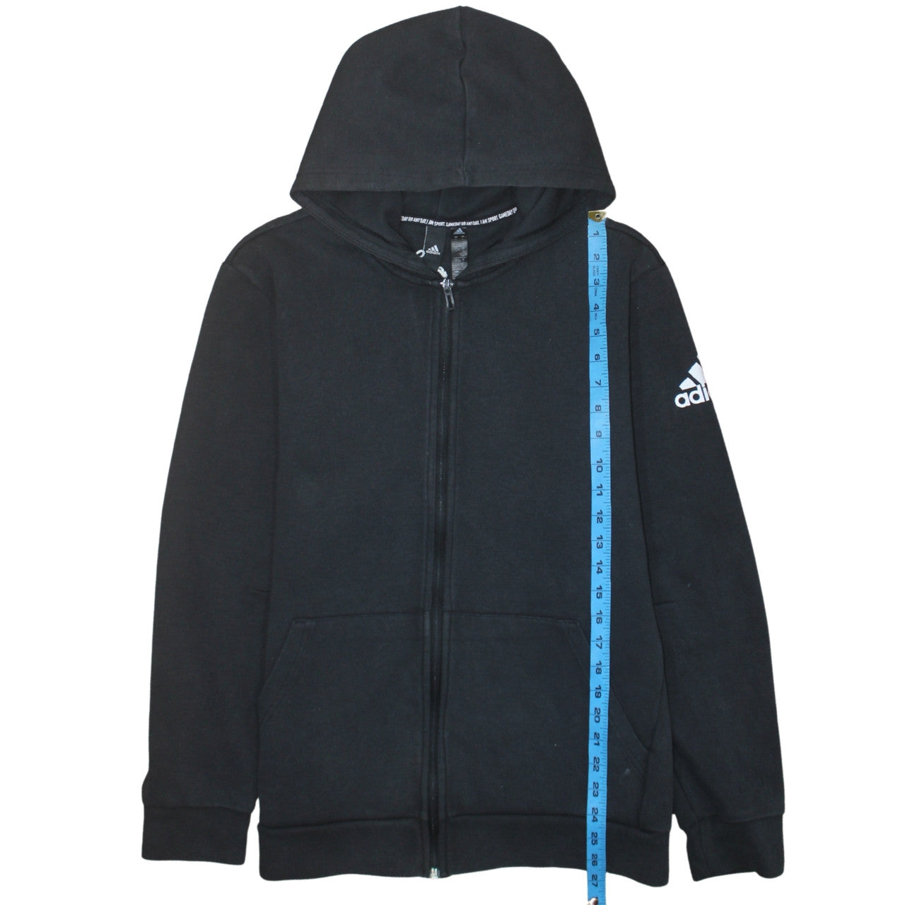 Adidas Men's Black Full Zip Hoodie L Sportswear Cotton Fleece