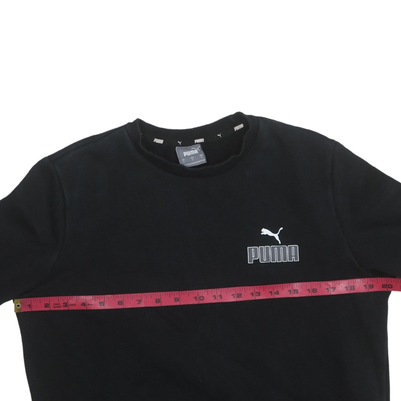 Puma Womens Black Small Pullover Sweatshirt Crew Neck Logo