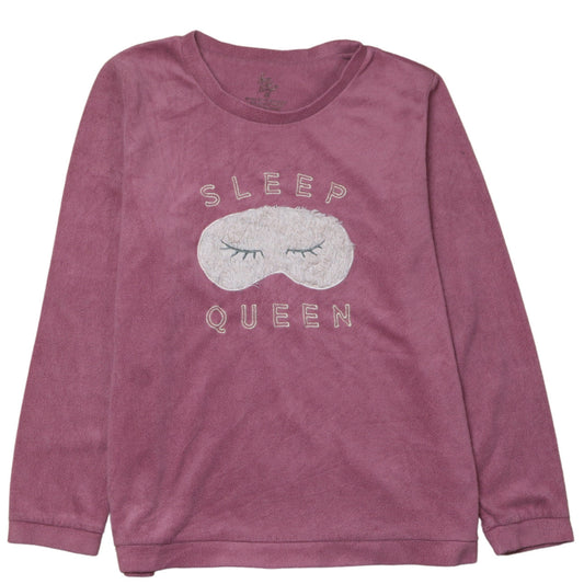 Love to Lounge Women's Pink Fleece Sleep Queen Long Sleeve Pyjama Top M 12/14