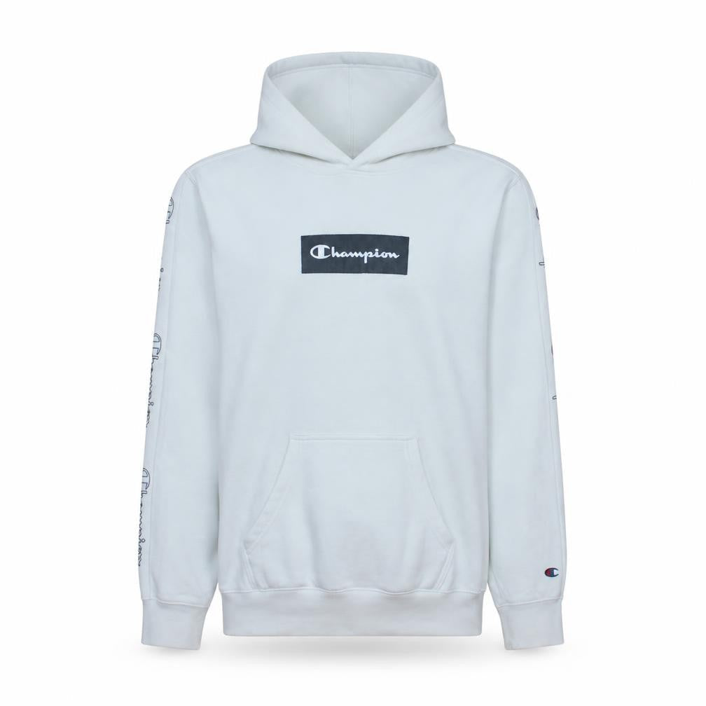 Champion Men's White Small Pullover Hoodie Logo Graphic Sweatshirt