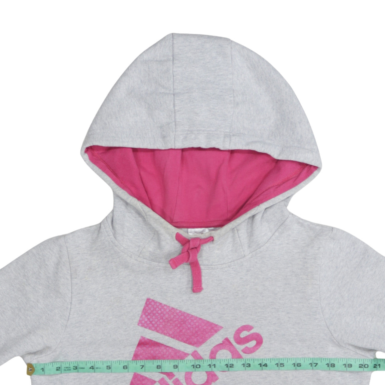 Adidas Womens Grey Pink Hooded Pullover Sweatshirt L