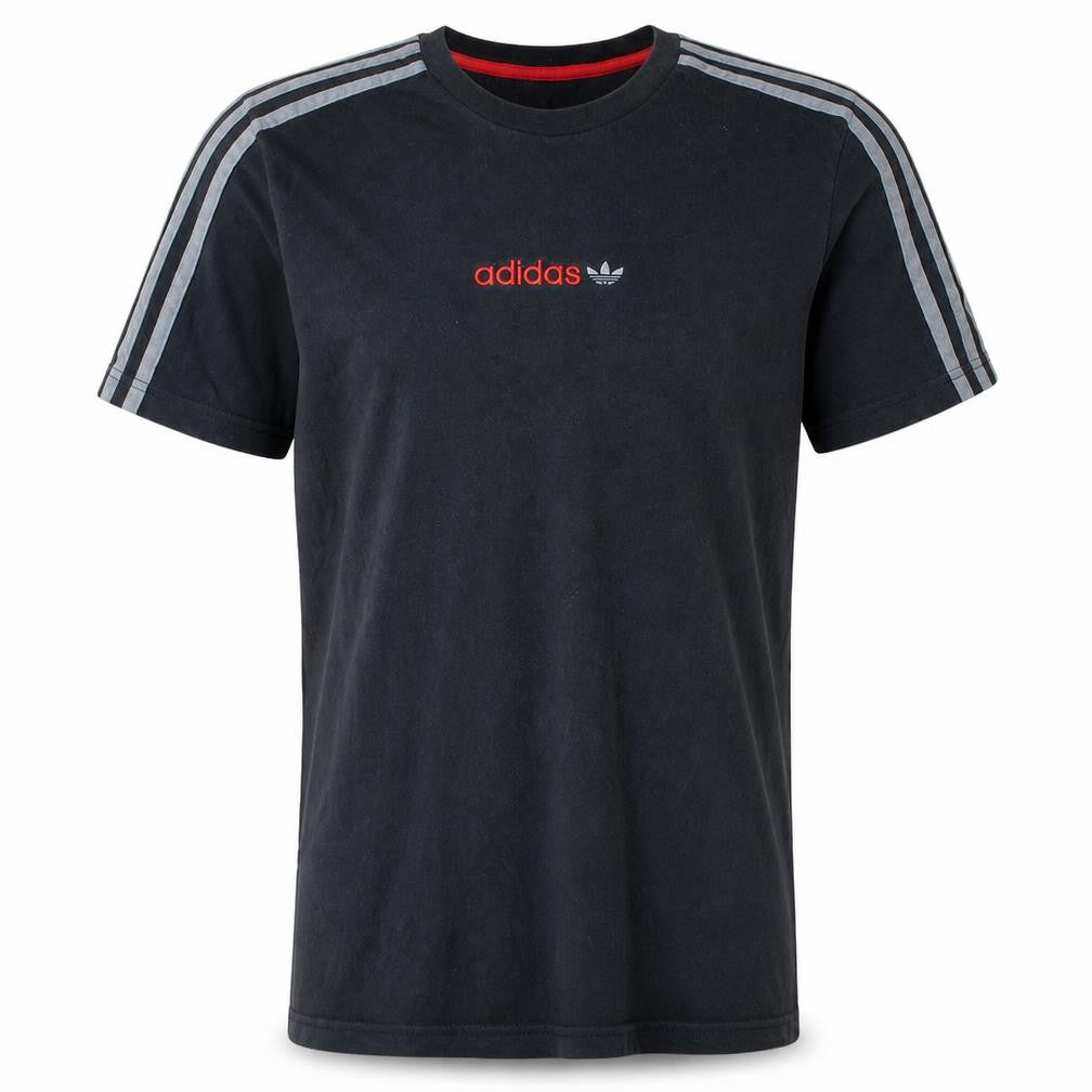 Front view of Adidas Men's Black Small Trefoil Logo Sports T-Shirt