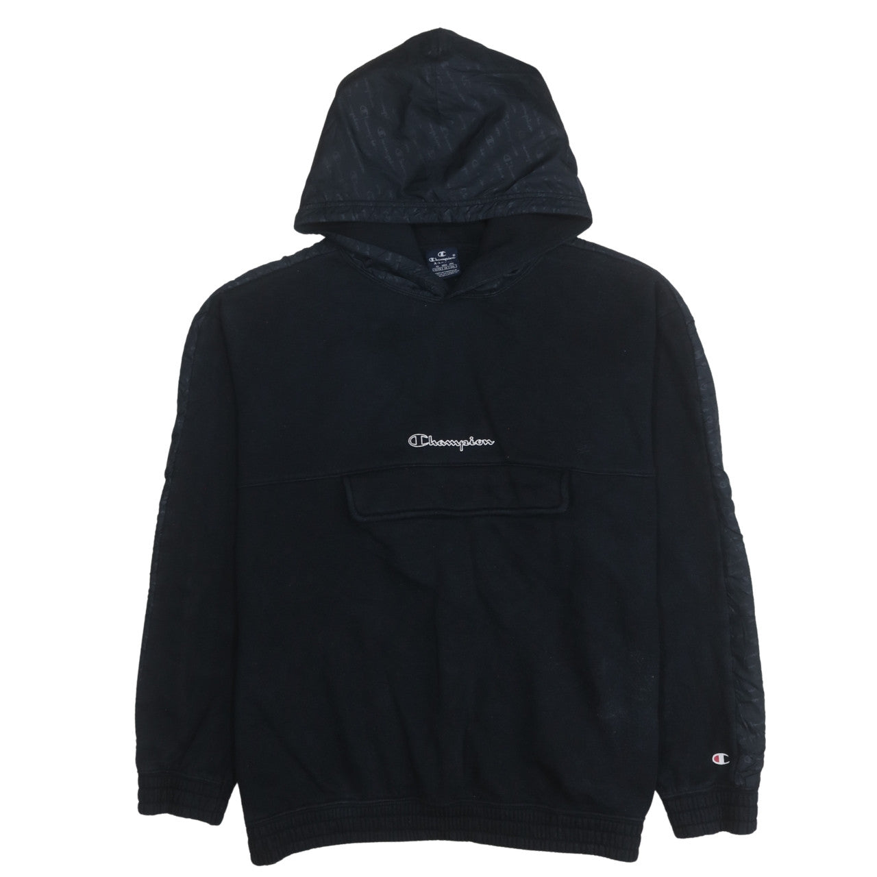 Champion Men's Black XL Pullover Hoodie with Logo Embroidery