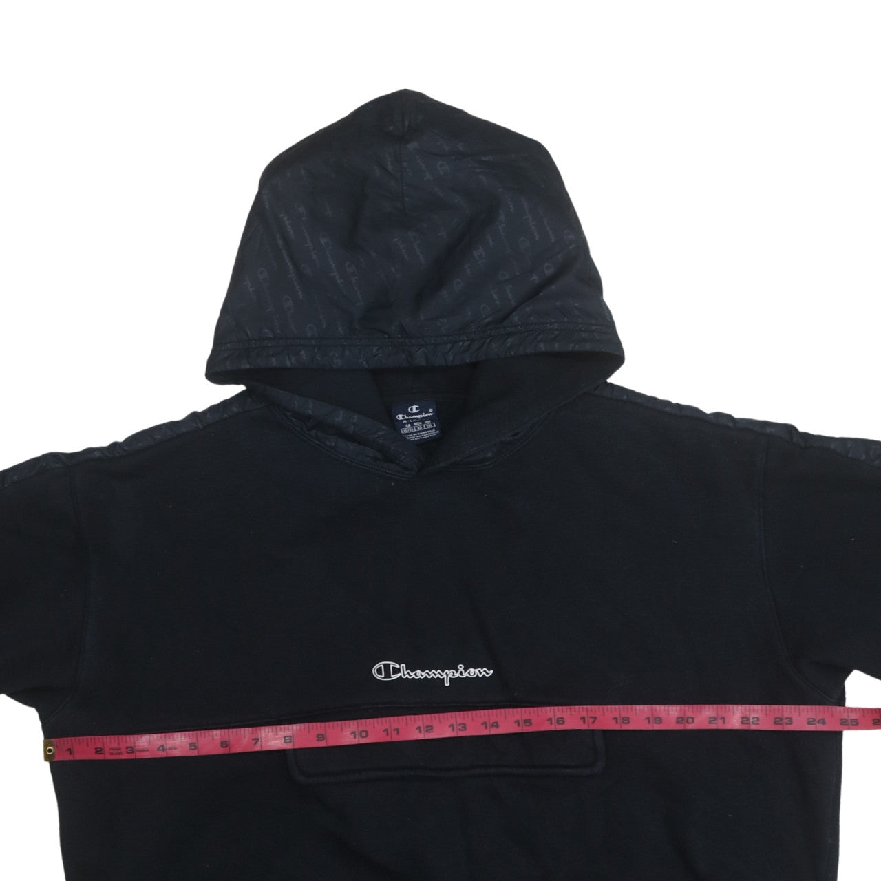 Champion Men's Black XL Pullover Hoodie with Logo Embroidery