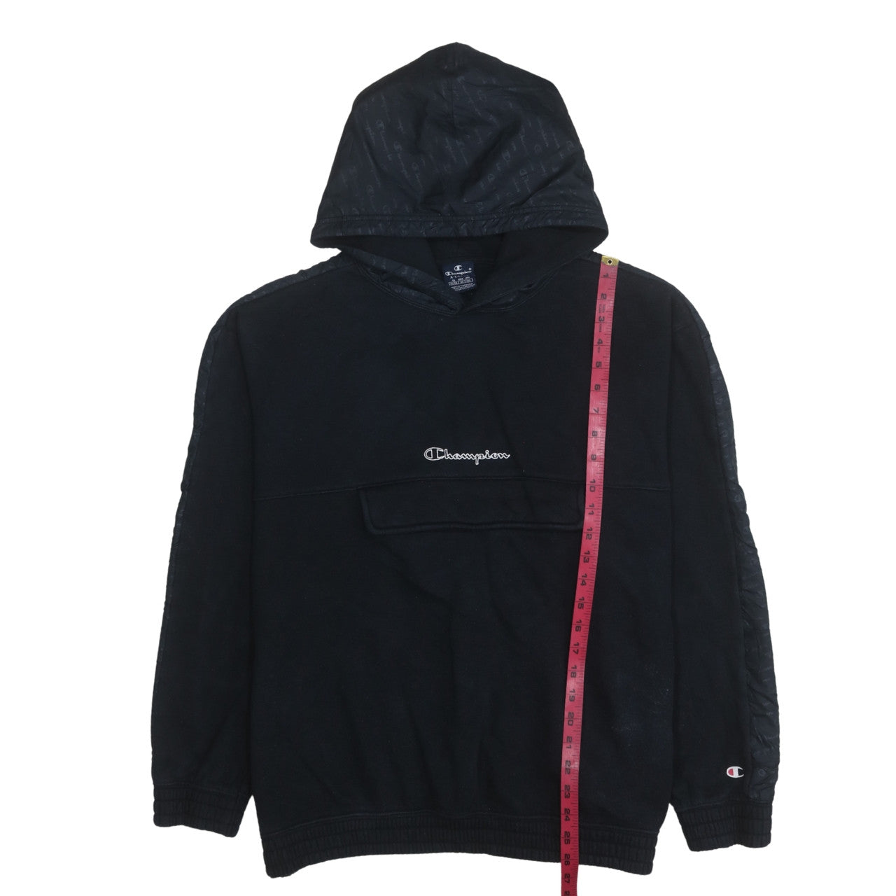 Champion Men's Black XL Pullover Hoodie with Logo Embroidery