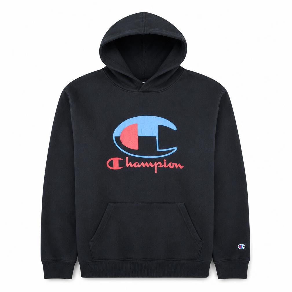 Champion Men's Black XL Pullover Hoodie with Logo Print