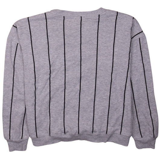 Disney Women Grey Stitch Sweatshirt XL Crew Neck Long Sleeve