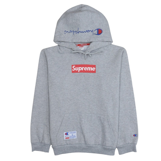 Supreme x Champion Grey Men's L Pullover Hoodie Cotton Fleece
