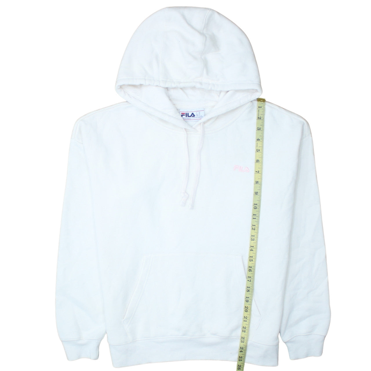 FILA Women White Hooded Pullover Sweatshirt XL 80s Style