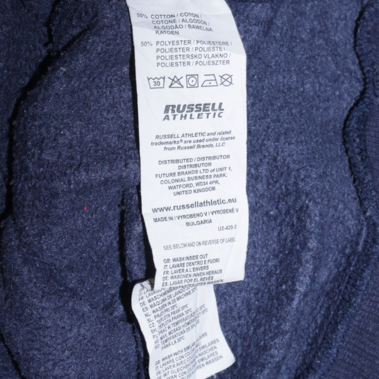Russell Athletic Men's Blue XS Crew Neck Graphic Sweatshirt