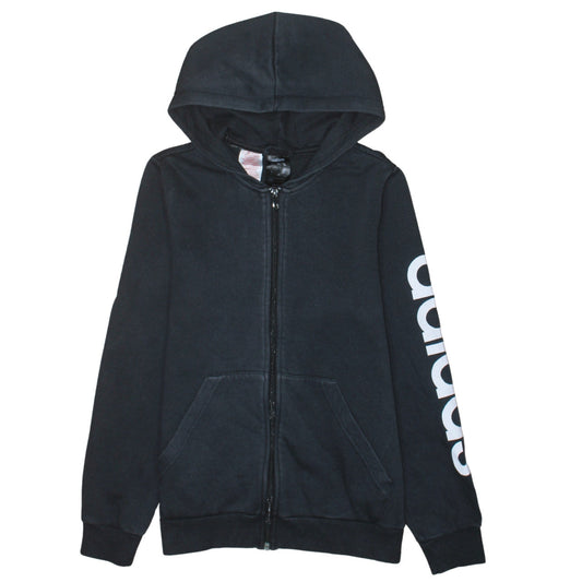 Adidas Boys Black Full Zip Hoodie 14-15 Years Hooded Sweatshirt