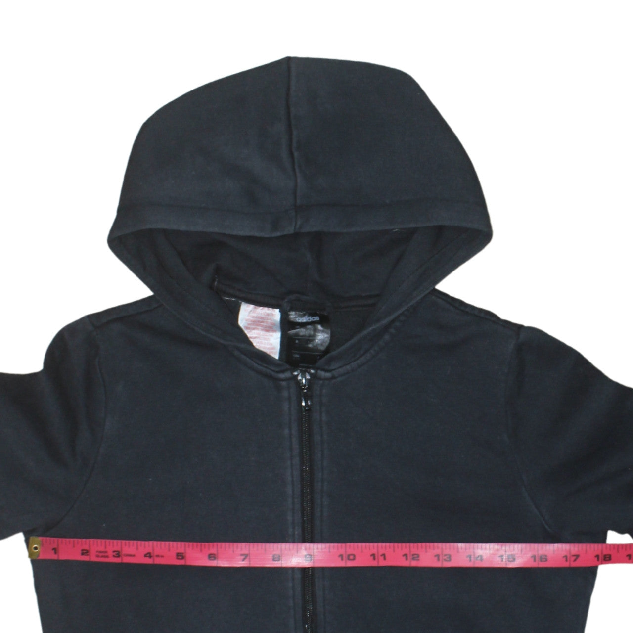 Adidas Boys Black Full Zip Hoodie 14-15 Years Hooded Sweatshirt