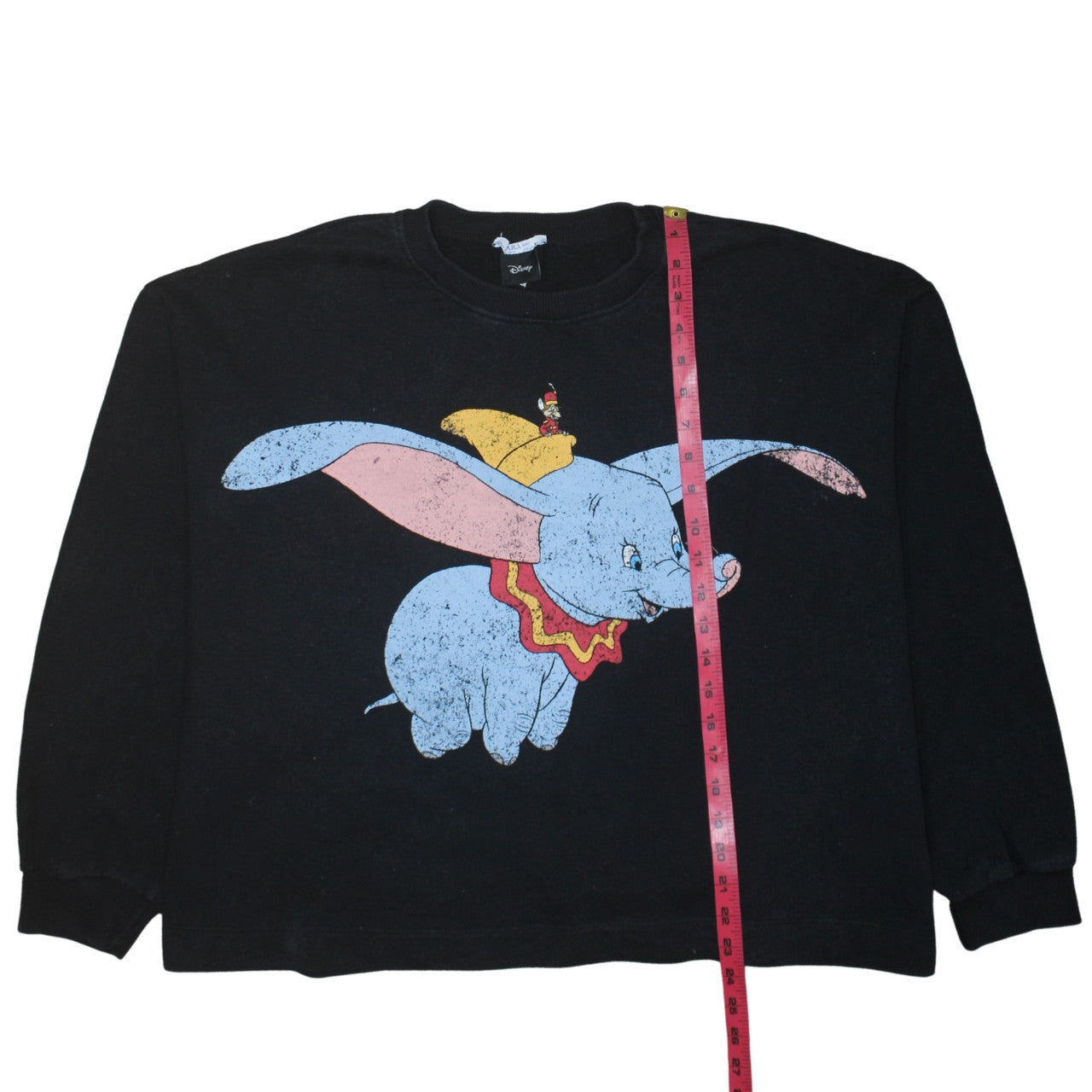 Zara Disney Women Black Dumbo Sweatshirt Size M Relaxed Fit Cotton