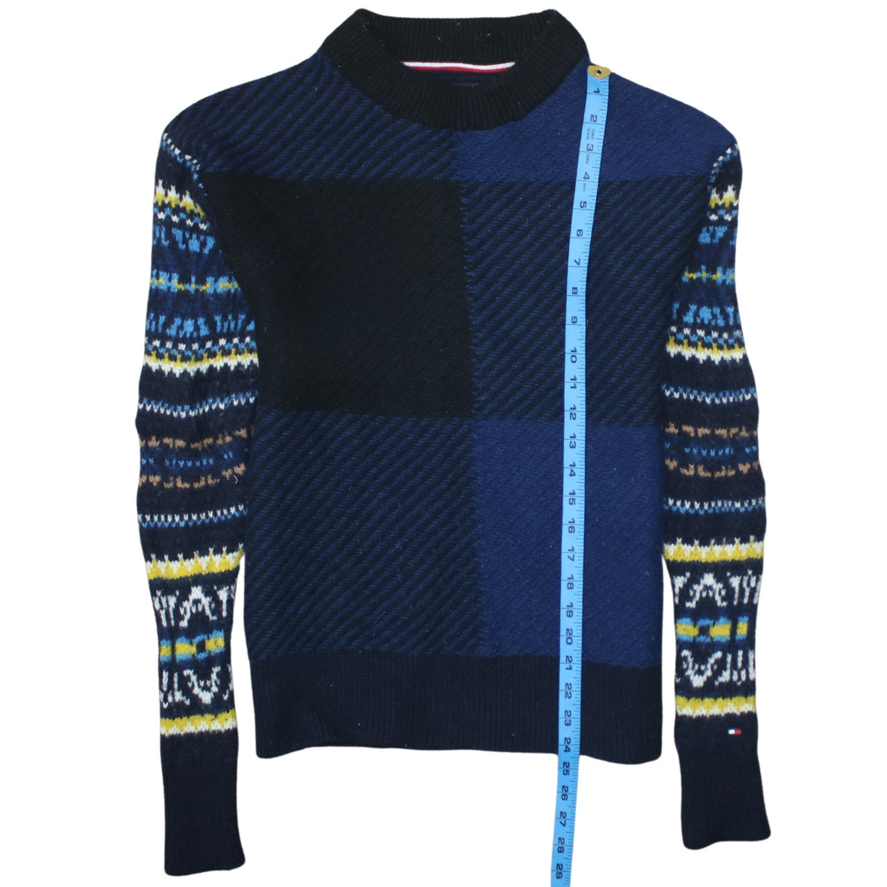 Tommy Hilfiger Men's Blue Wool Fair Isle Jumper Size S