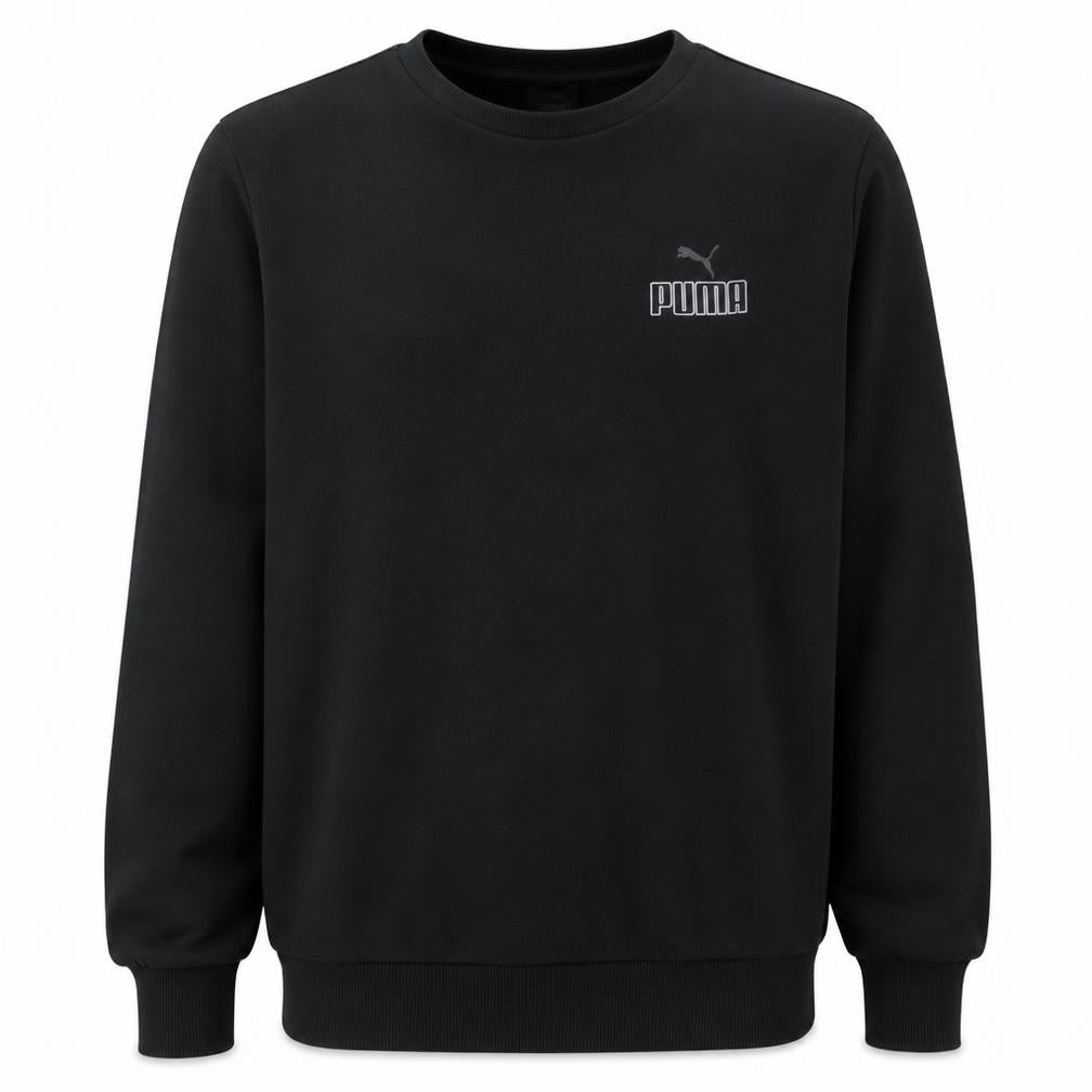 Front view of Puma Men's Black XL Crew Neck Pullover Sweatshirt