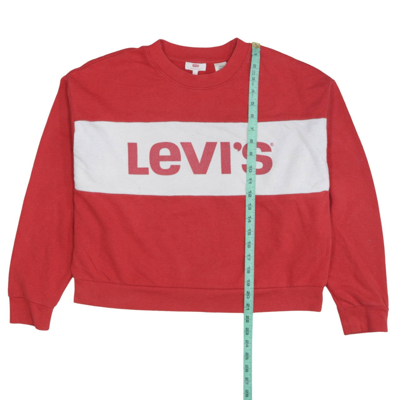 Levi's Women's Red Logo Crew Neck Pullover Sweatshirt Size S
