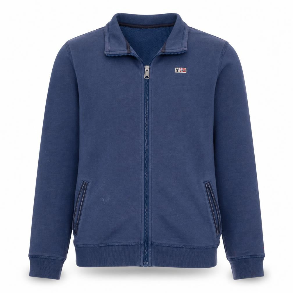 Napapijri Mens Blue Full Zip Sweatshirt Size L Logo Outdoor