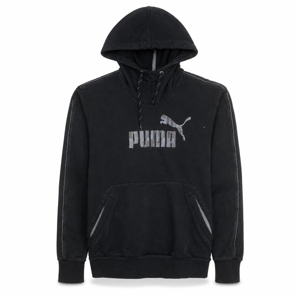 Puma Mens Black Pullover Hoodie Logo Fleece Sweatshirt M
