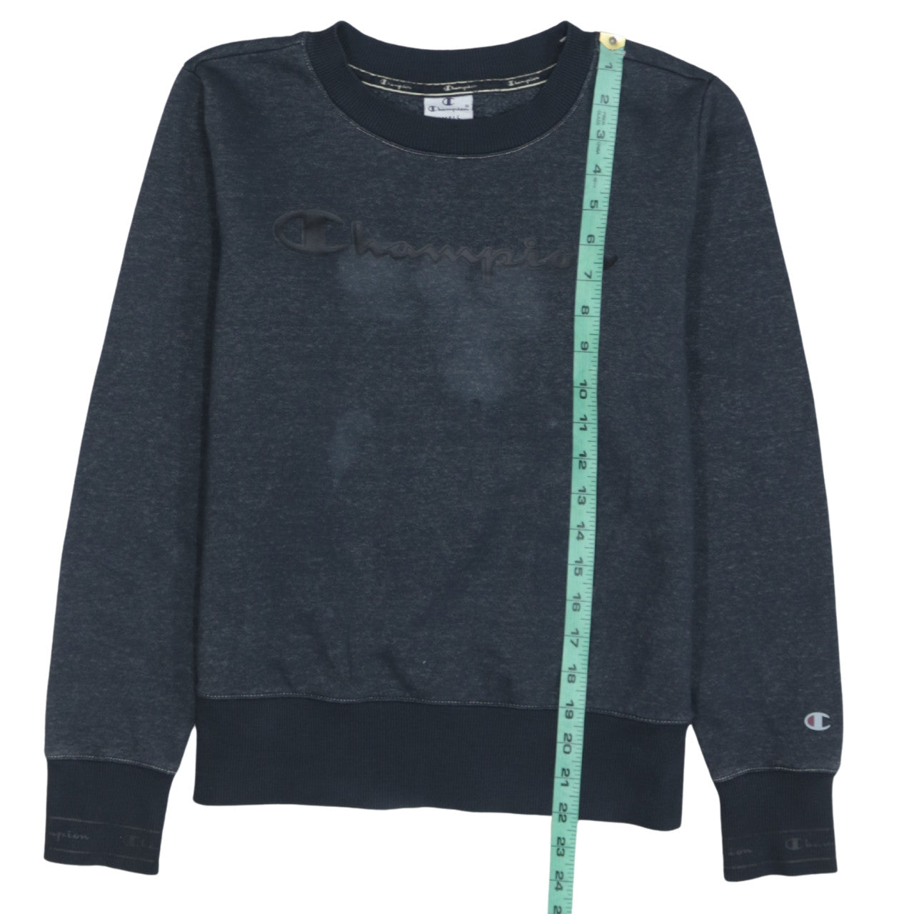 Champion Womens Navy Blue Small Pullover Sweatshirt Logo Crew Neck