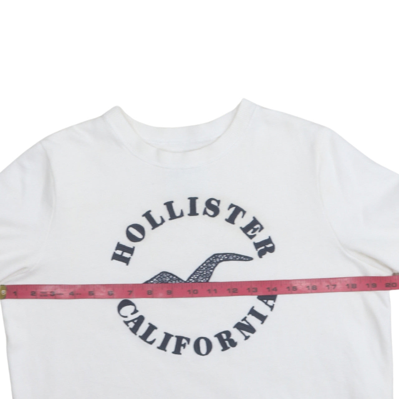 Hollister Men White Crew Neck Logo Pullover Sweatshirt S