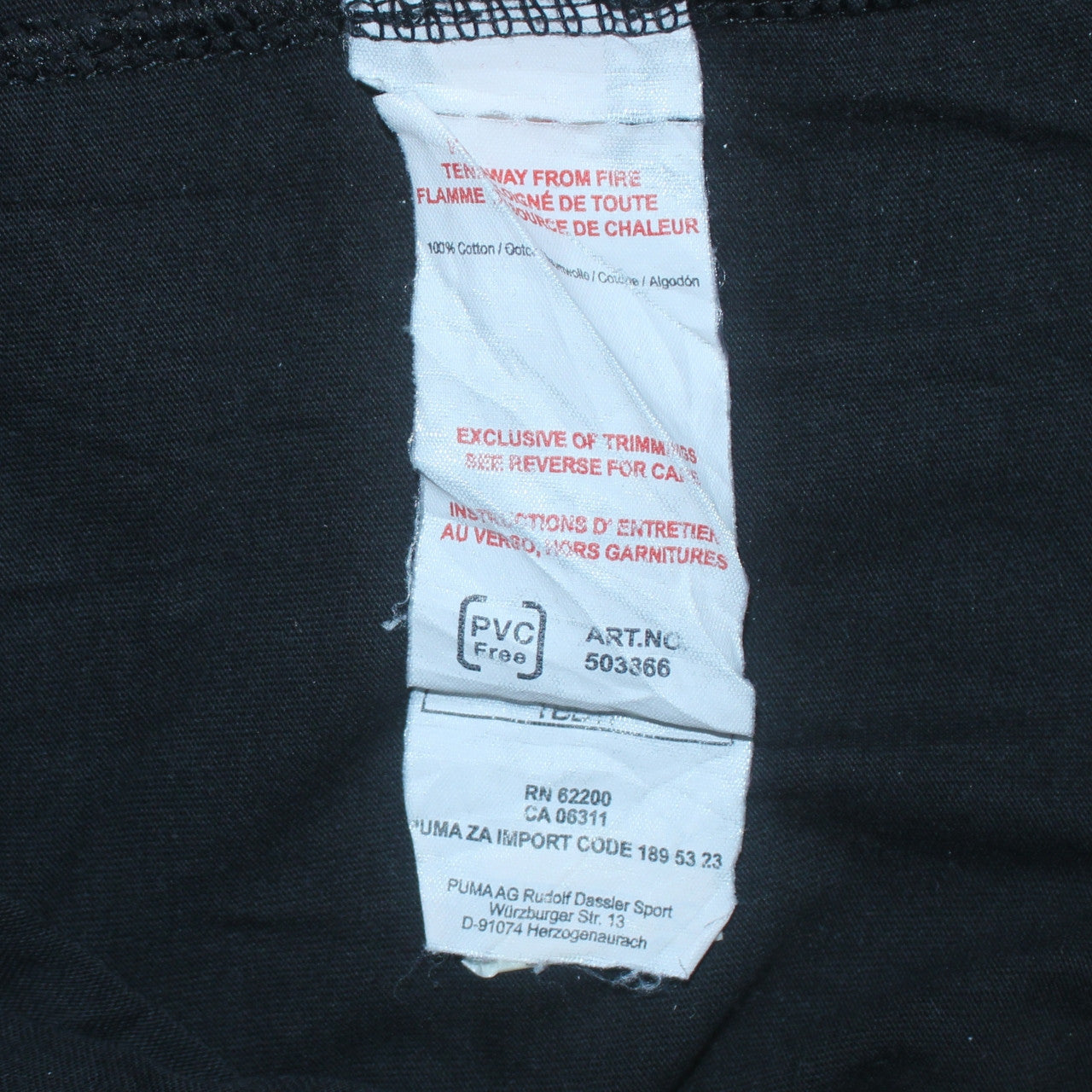 Puma Men's Black Long Sleeve Logo Sports T-Shirt Size L