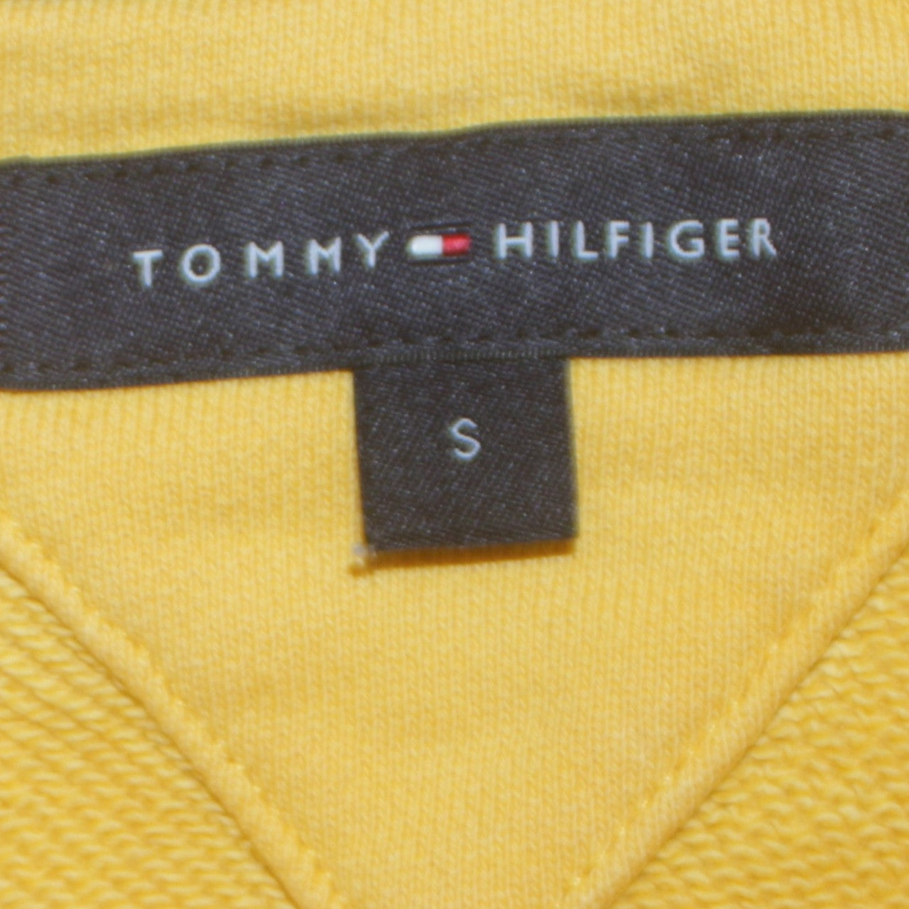 Tommy Hilfiger Men Yellow Small Pullover Hoodie Embroidered Logo